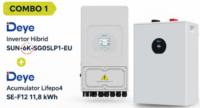Kit Hibrid Deye SUN-6K-SG05LP1 + Baterie Deye SE-F12 11,8kWh