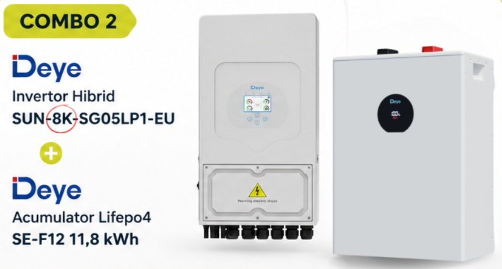 Kit Hibrid Deye SUN-8K-SG05LP1 + Baterie Deye SE-F12 11,8kWh