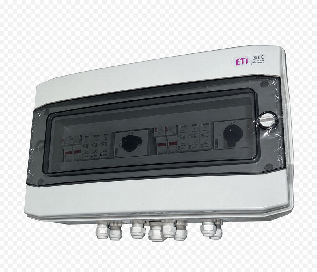 Tablou DC fotovoltaic 1000V echipat 2 stringuri, IP66, ETI-