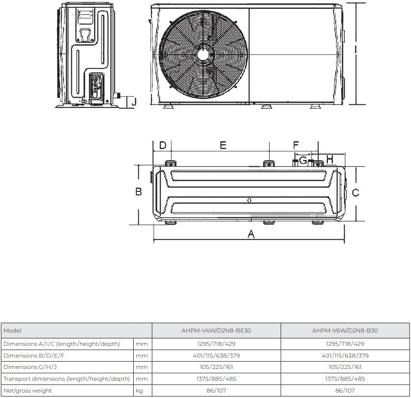 Pompa de caldura aer-apa pentru incalzire si racire MDV Impact monobloc AHPM-V4W/D2N8-BE30 - 4 kW